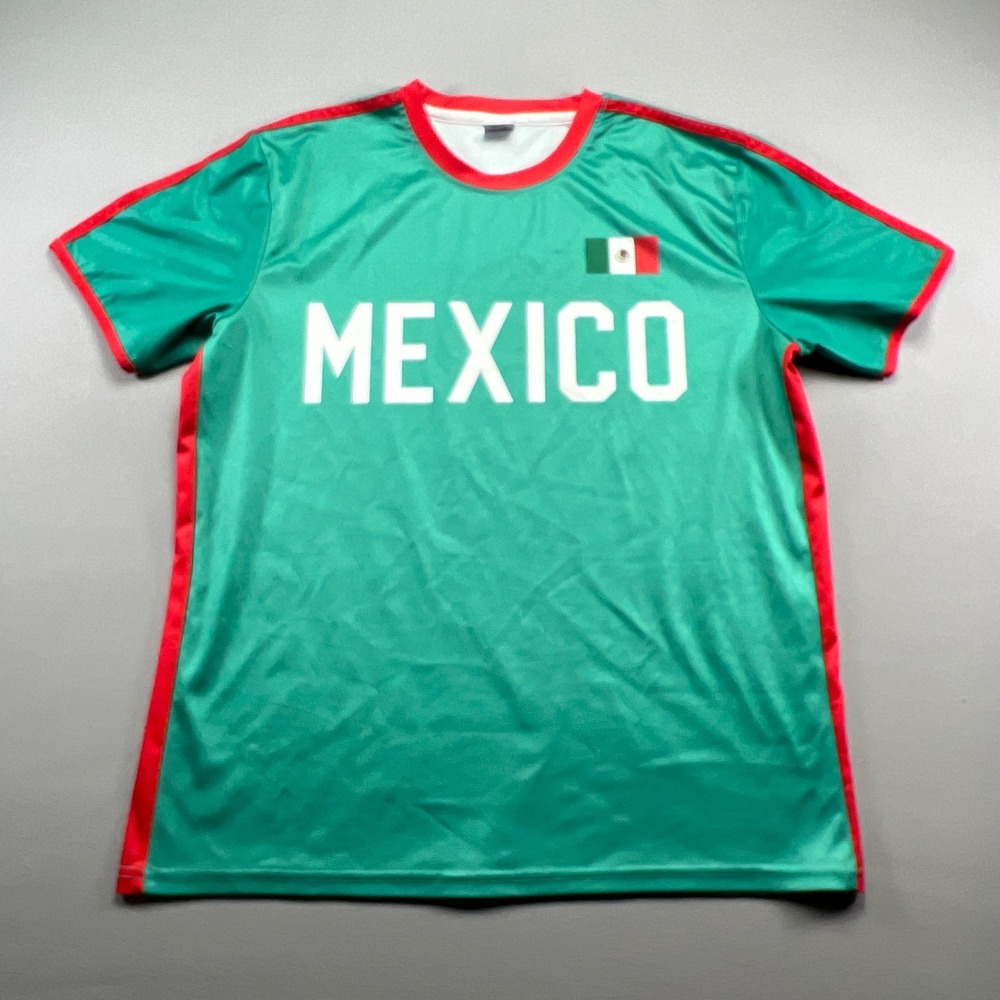 Mexico National Team Soccer Jersey Mens Large Green Fiesta Short Sleeve Crewneck
